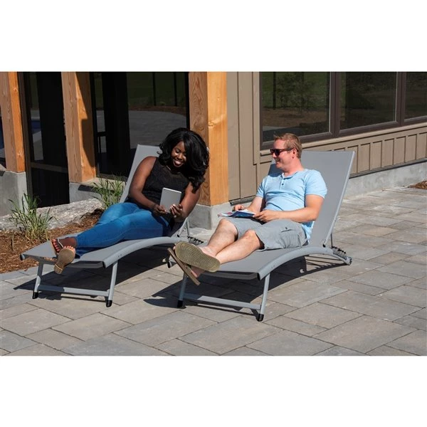 Vivere Clearwater Reclining Lounge Chair - Grey - Set of 2 4 Vivere Clearwater Reclining Lounge Chair - Grey - Set of 2 - Image 2