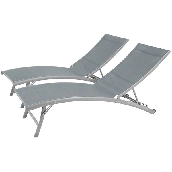 Vivere Clearwater Reclining Lounge Chair - Grey - Set of 2 3 Vivere Clearwater Reclining Lounge Chair - Grey - Set of 2