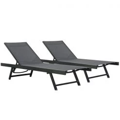 Vivere Urban Black Chrome Acrylic Stackable Sun Loungers with Adjustable Backrest - 2-Pack