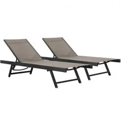 Vivere Urban Cocoa Acrylic Stackable Sun Loungers with Adjustable Backrest - 2-Pack