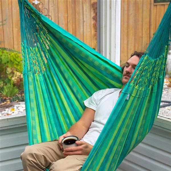 Vivere Viridis Cotton Hammock Chair with Wood Spreader Bar 6 Vivere Viridis Cotton Hammock Chair with Wood Spreader Bar - Image 4