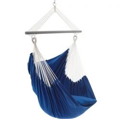 Vivere Royal Blue Polyester Hammock Chair with Pillows and Built-In Pockets