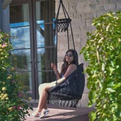 Vivere Eclipse Swivel Macrame Chair with Fringe 7 Vivere Eclipse Swivel Macrame Chair with Fringe -VIVERE Sales Shop 330951406 AlternateImage2 l