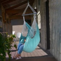 Vivere Aqua Polyester Hammock Chair with Pillows and Built-In Pockets -VIVERE Sales Shop 330951417 AlternateImage2 l