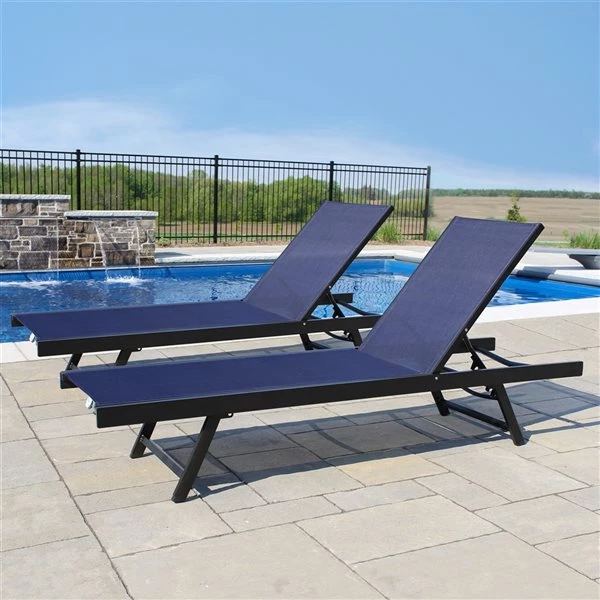 Vivere Urban Navy Acrylic Stackable Sun Loungers with Adjustable Backrest - 2-Pack 4 Vivere Urban Navy Acrylic Stackable Sun Loungers with Adjustable Backrest - 2-Pack - Image 2