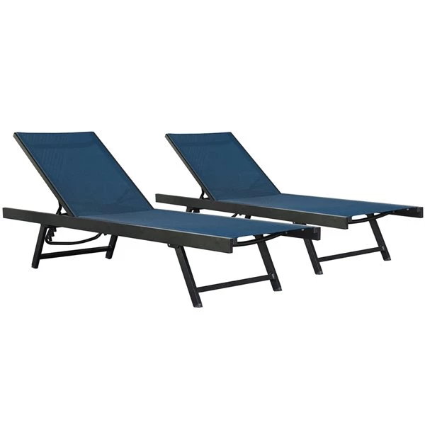 Vivere Urban Navy Acrylic Stackable Sun Loungers with Adjustable Backrest - 2-Pack 3 Vivere Urban Navy Acrylic Stackable Sun Loungers with Adjustable Backrest - 2-Pack
