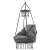 Vivere Fog-Grey Swivel Macrame Chair with Fringe 2 Vivere Fog-Grey Swivel Macrame Chair with Fringe -VIVERE Sales Shop 330951422 MainImage 001 l