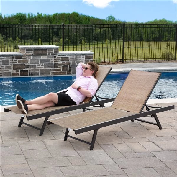 Vivere Urban Granite Acrylic Stackable Sun Loungers with Adjustable Backrest - 2-Pack 4 Vivere Urban Granite Acrylic Stackable Sun Loungers with Adjustable Backrest - 2-Pack - Image 2